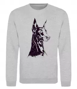 Свитшот Watercolor doberman Серый меланж фото