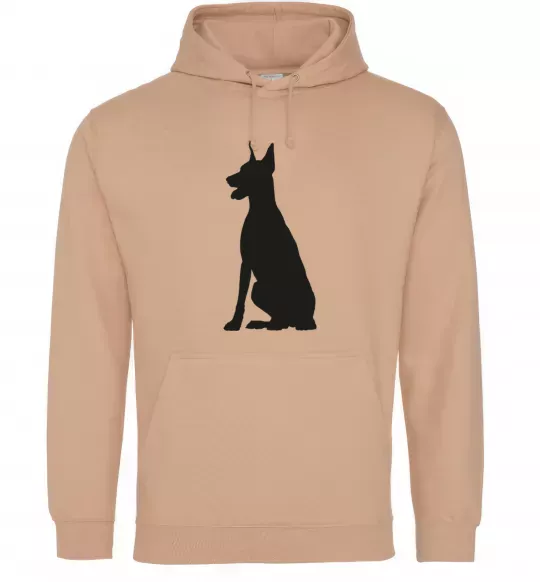 Чоловіча толстовка (худі) Black doberman Пісочний фото