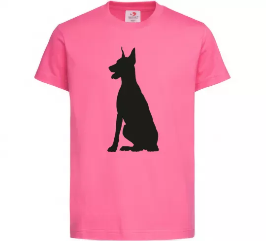 Дитяча футболка Black doberman Яскраво-рожевий фото