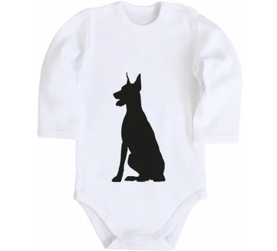 Дитячий бодік Black doberman Білий фото