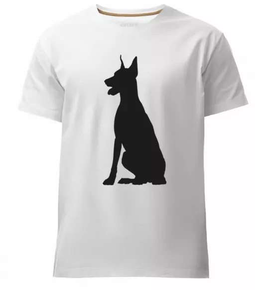 Мужская премиум футболка Black doberman Белый фото