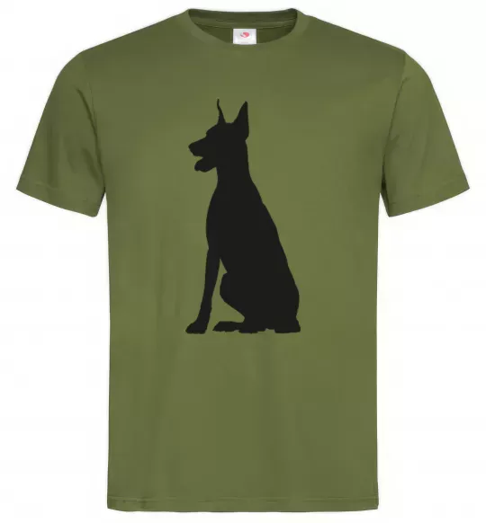 Чоловіча футболка Black doberman Оливковий фото