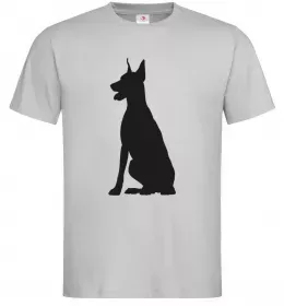 Мужская футболка Black doberman Серый фото