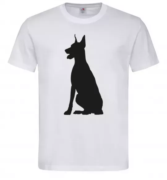 Чоловіча футболка Black doberman Білий фото