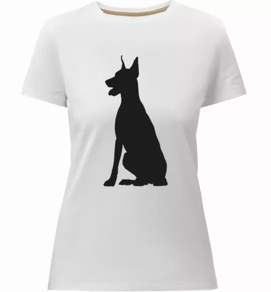 Женская премиум футболка Black doberman Белый фото
