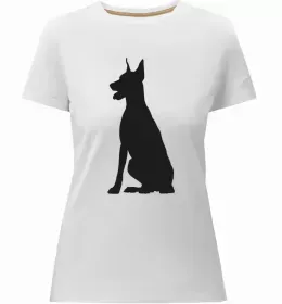 Женская премиум футболка Watercolor doberman Белый фото