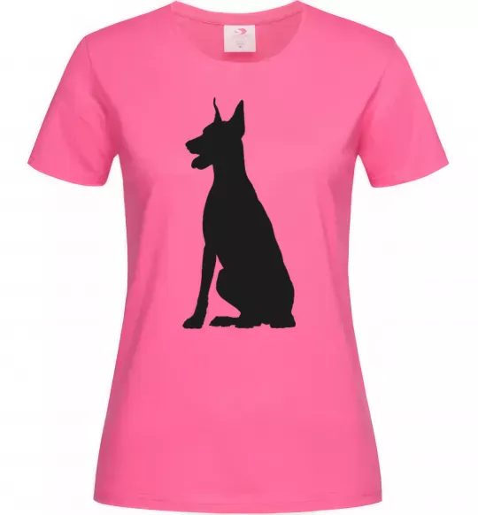 Женская футболка Black doberman Ярко-розовый фото
