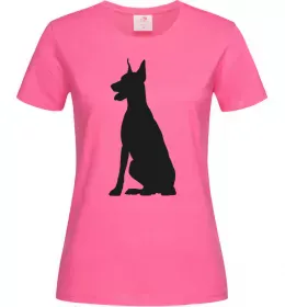 Жіноча футболка Доберман показує язик Білий фото Жіноча футболка Доберман показує язик Білий фото