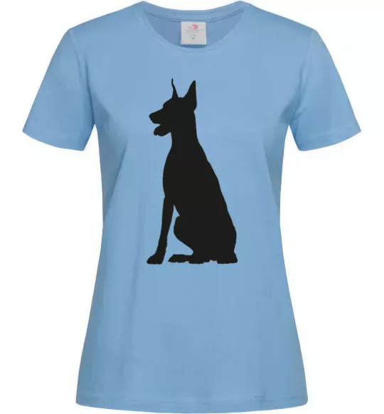 Женская футболка Black doberman Голубой фото