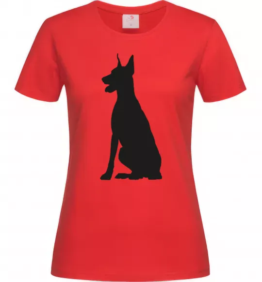 Женская футболка Black doberman Красный фото