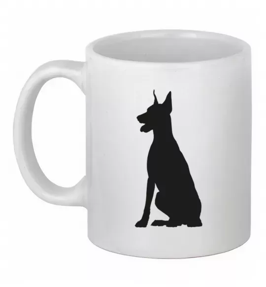 Чашка керамическая Black doberman Белый фото