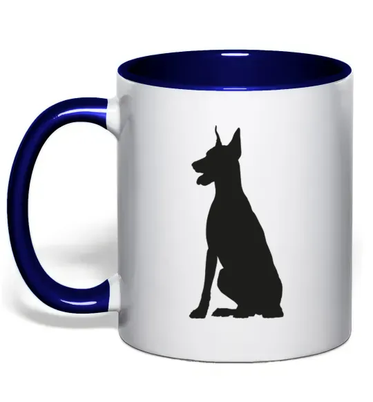 Чашка с цветной ручкой Black doberman Глубокий темно-синий фото