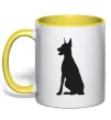 Чашка с цветной ручкой Black doberman Лимонный Чашка с цветной ручкой Black doberman Лимонный фото