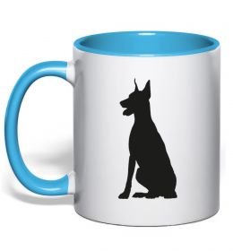 Чашка с цветной ручкой Black doberman