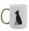 Чашка с цветной ручкой Black doberman Золото фото