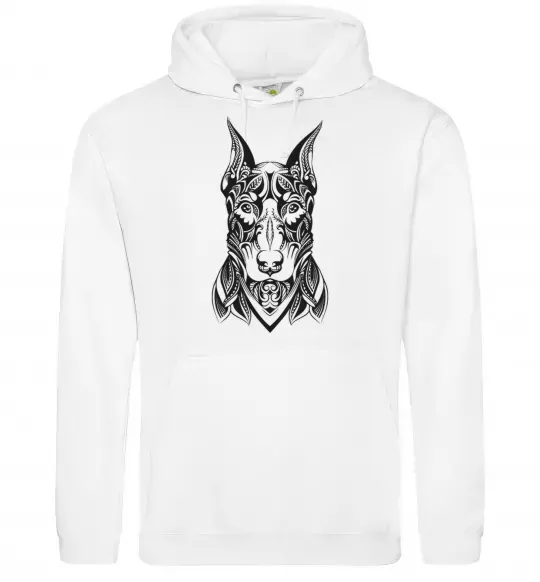 Мужская толстовка (худи) Blackrcolor doberman Белый фото