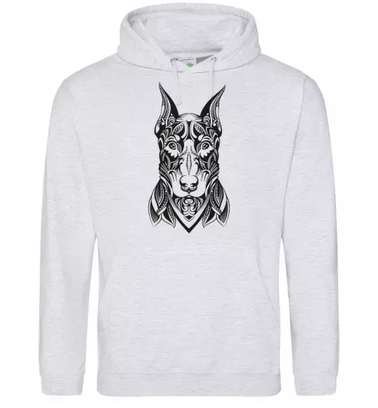 Мужская толстовка (худи) Blackrcolor doberman Серый меланж фото