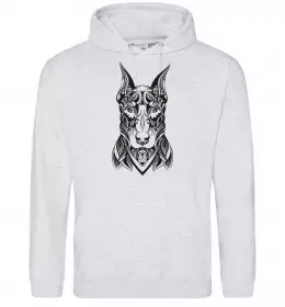 Мужская толстовка (худи) Blackrcolor doberman Серый меланж фото