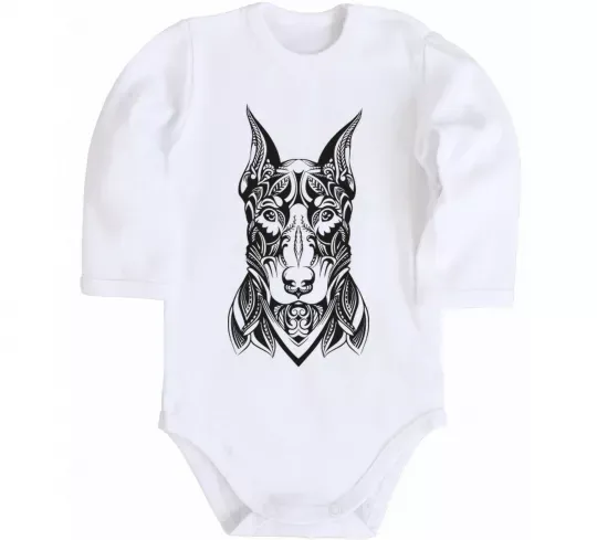 Детский боди Blackrcolor doberman Белый фото