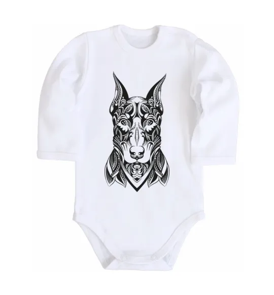 Детский боди Blackrcolor doberman Белый фото