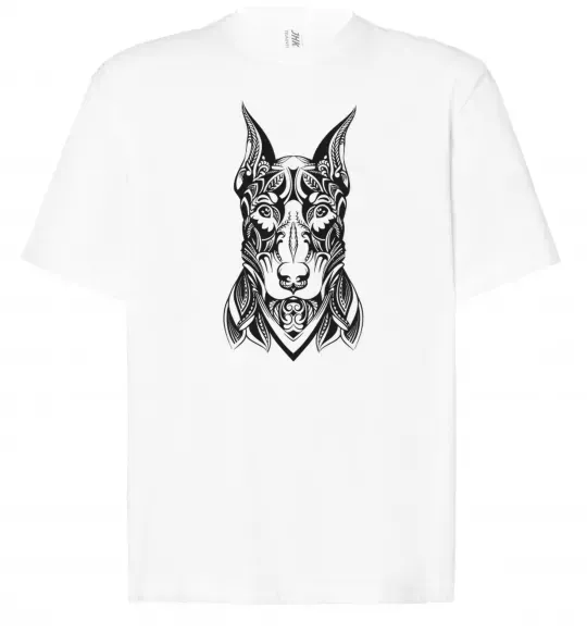 Футболка Оверсайз Blackrcolor doberman Білий фото