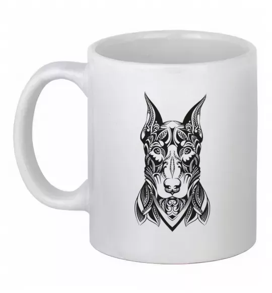 Чашка керамічна Blackrcolor doberman Білий фото