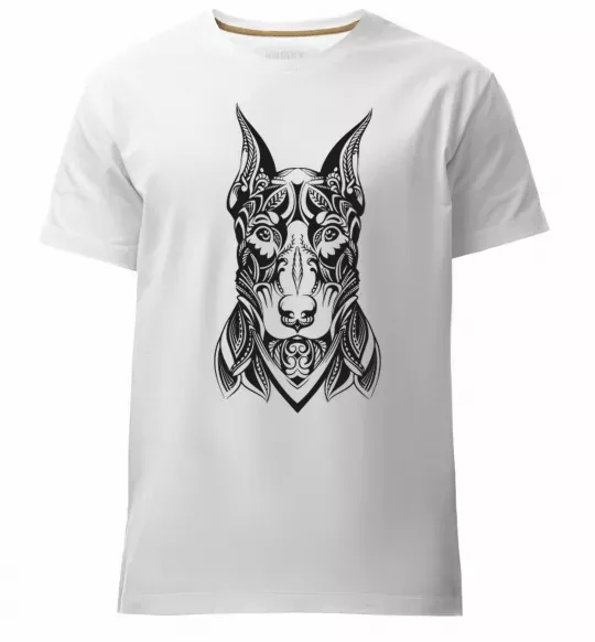 Мужская премиум футболка Blackrcolor doberman Белый фото