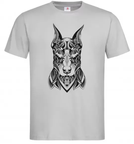 Мужская футболка Blackrcolor doberman Серый фото