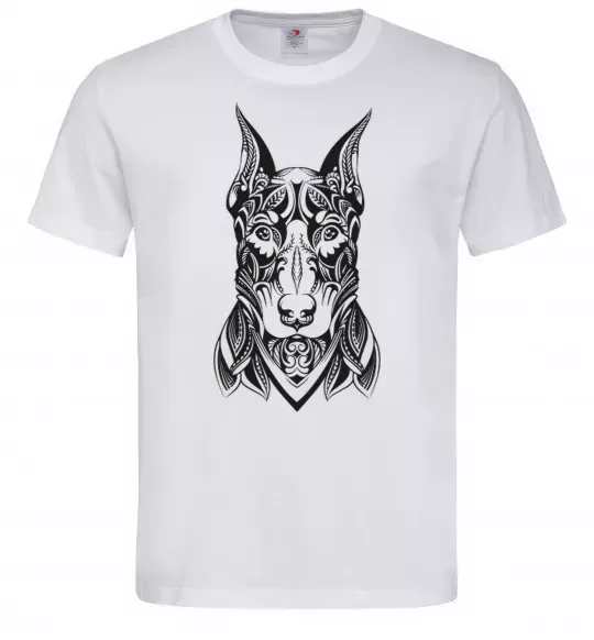 Мужская футболка Blackrcolor doberman Белый фото