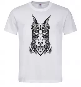 Мужская футболка Blackrcolor doberman Белый фото