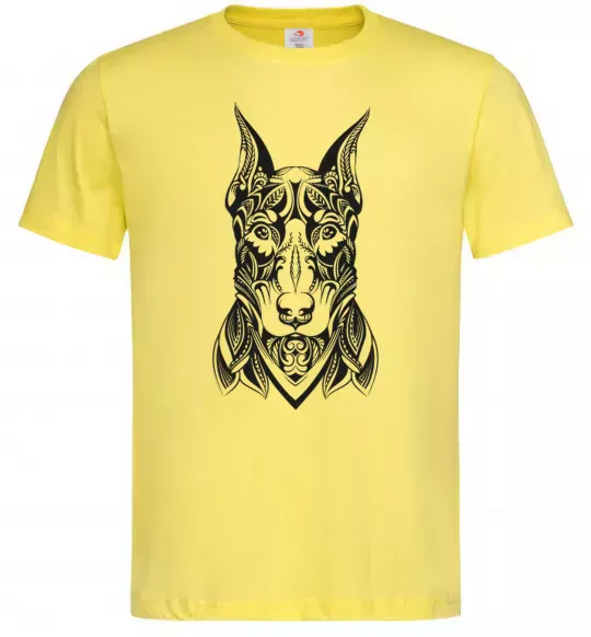 Мужская футболка Blackrcolor doberman Лимонный фото