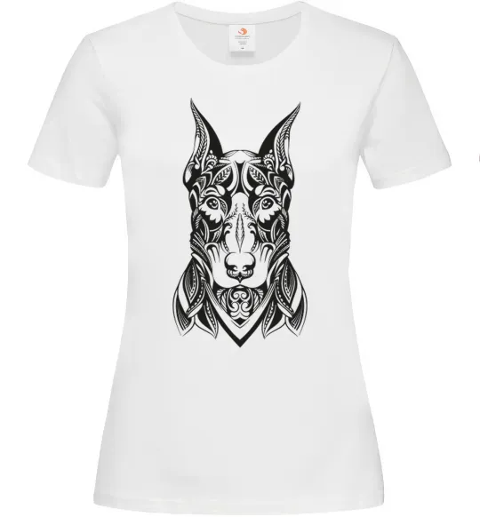 Женская футболка Blackrcolor doberman Белый фото