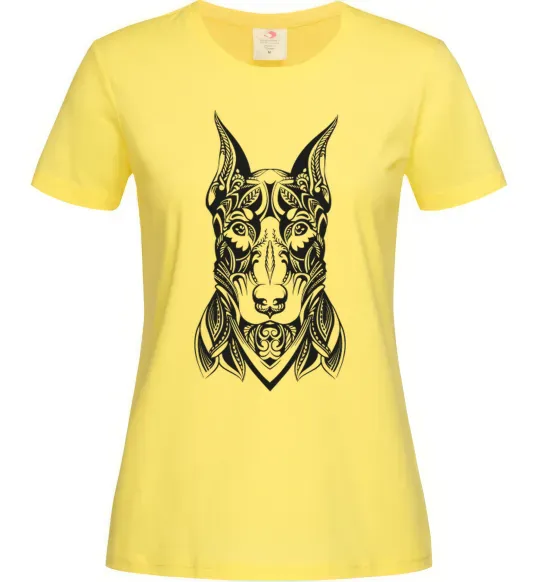 Женская футболка Blackrcolor doberman Лимонный фото