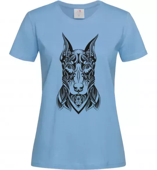 Женская футболка Blackrcolor doberman Голубой фото