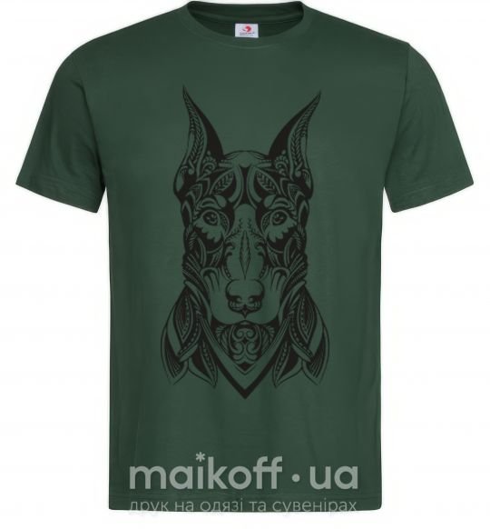 Мужская футболка Blackrcolor doberman Темно-зеленый фото