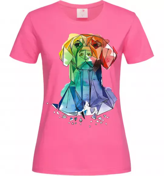 Женская футболка Лабрадор кольоровий Ярко-розовый фото