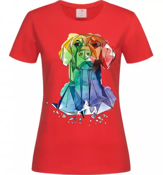 Женская футболка Лабрадор кольоровий Красный фото