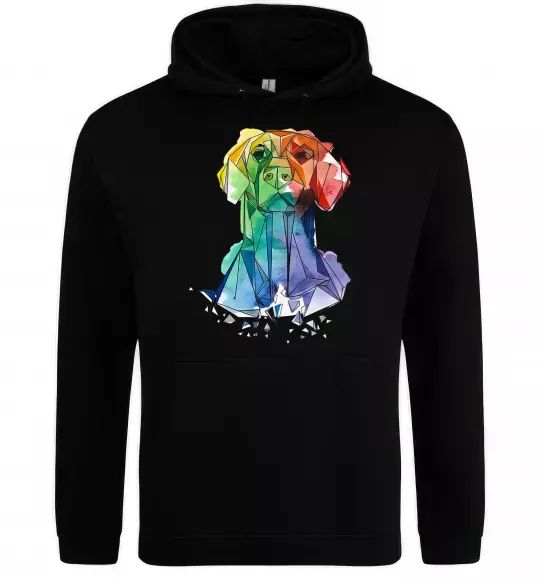 Мужская толстовка (худи) Лабрадор кольоровий Черный фото