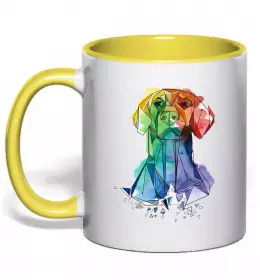 Чашка з кольоровою ручкою Коргі з ріжками Зелений фото