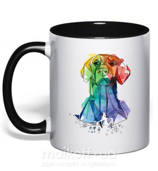 Чашка з кольоровою ручкою Лабрадор цветной Чорний фото