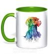 Чашка з кольоровою ручкою Лабрадор цветной Зелений фото