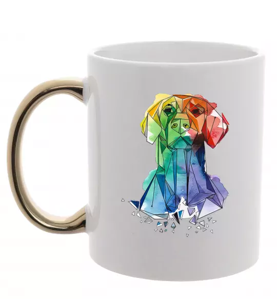 Чашка з кольоровою ручкою Лабрадор кольоровий Золото фото