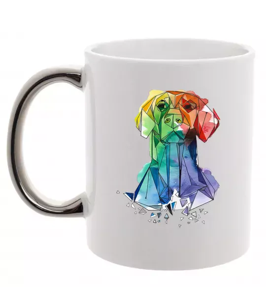 Чашка з кольоровою ручкою Лабрадор кольоровий Срібло фото