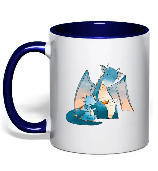 Чашка с цветной ручкой Dragon Family Глубокий темно-синий фото