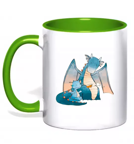 Чашка с цветной ручкой Dragon Family Зеленый фото