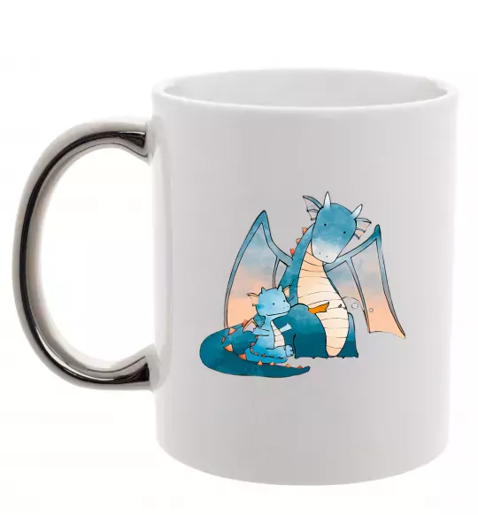 Чашка с цветной ручкой Dragon Family Серебро фото