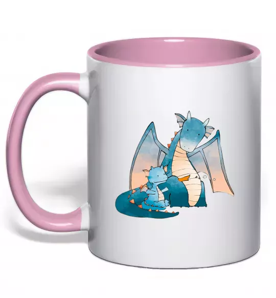 Чашка с цветной ручкой Dragon Family Нежно розовый фото