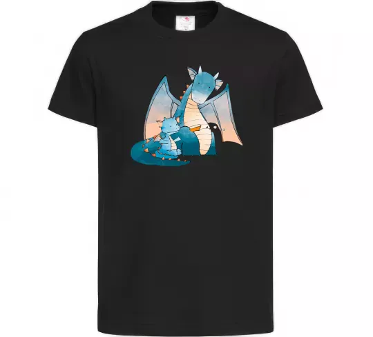 Дитяча футболка Dragon Family Чорний фото