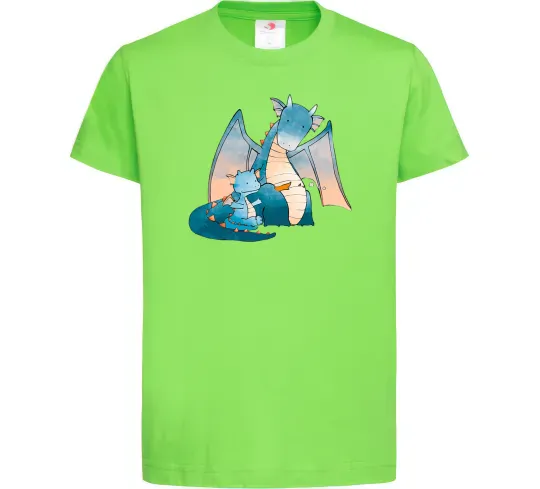 Дитяча футболка Dragon Family Лаймовий фото