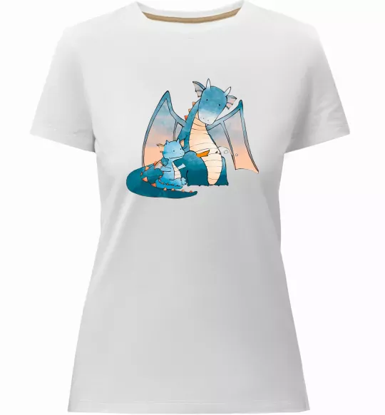 Женская премиум футболка Dragon Family Белый фото